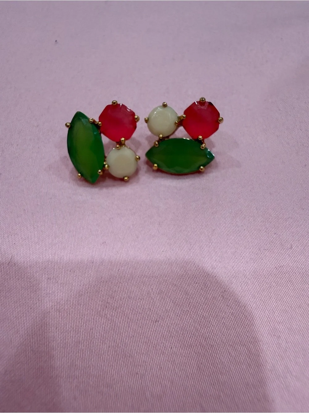 Kate Spade Neon Cluster Stud Earrings Green Pink White